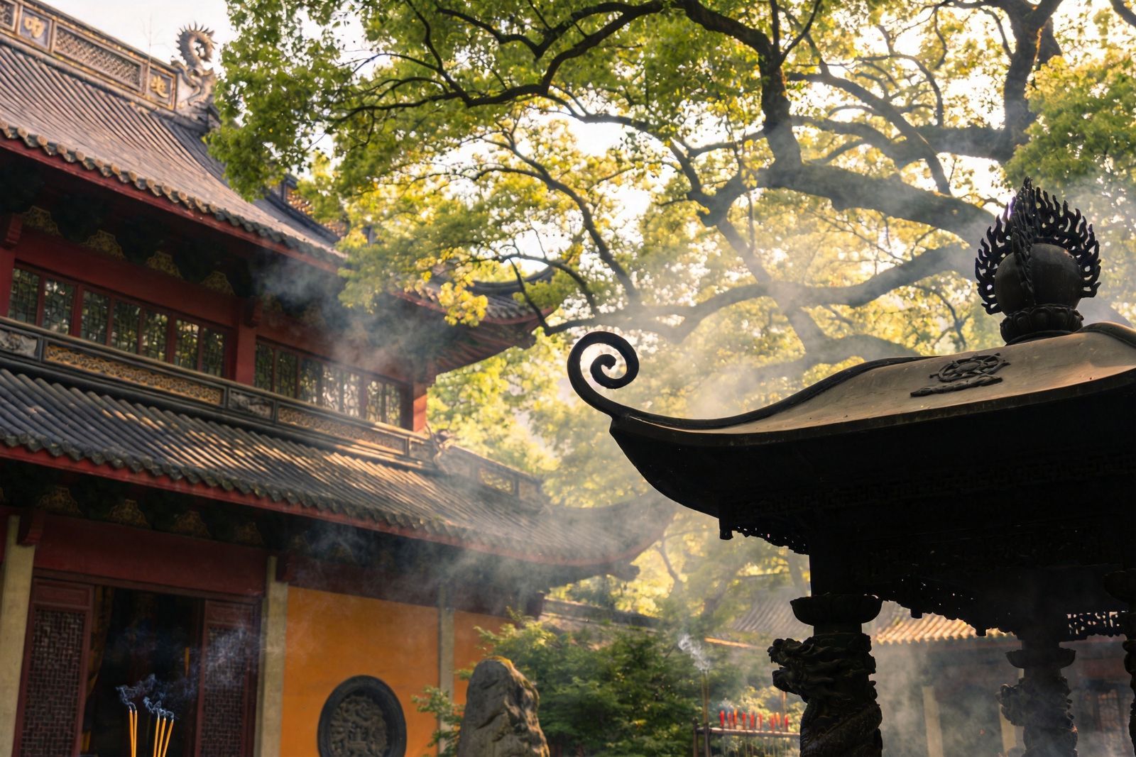 杭州灵隐寺与山色