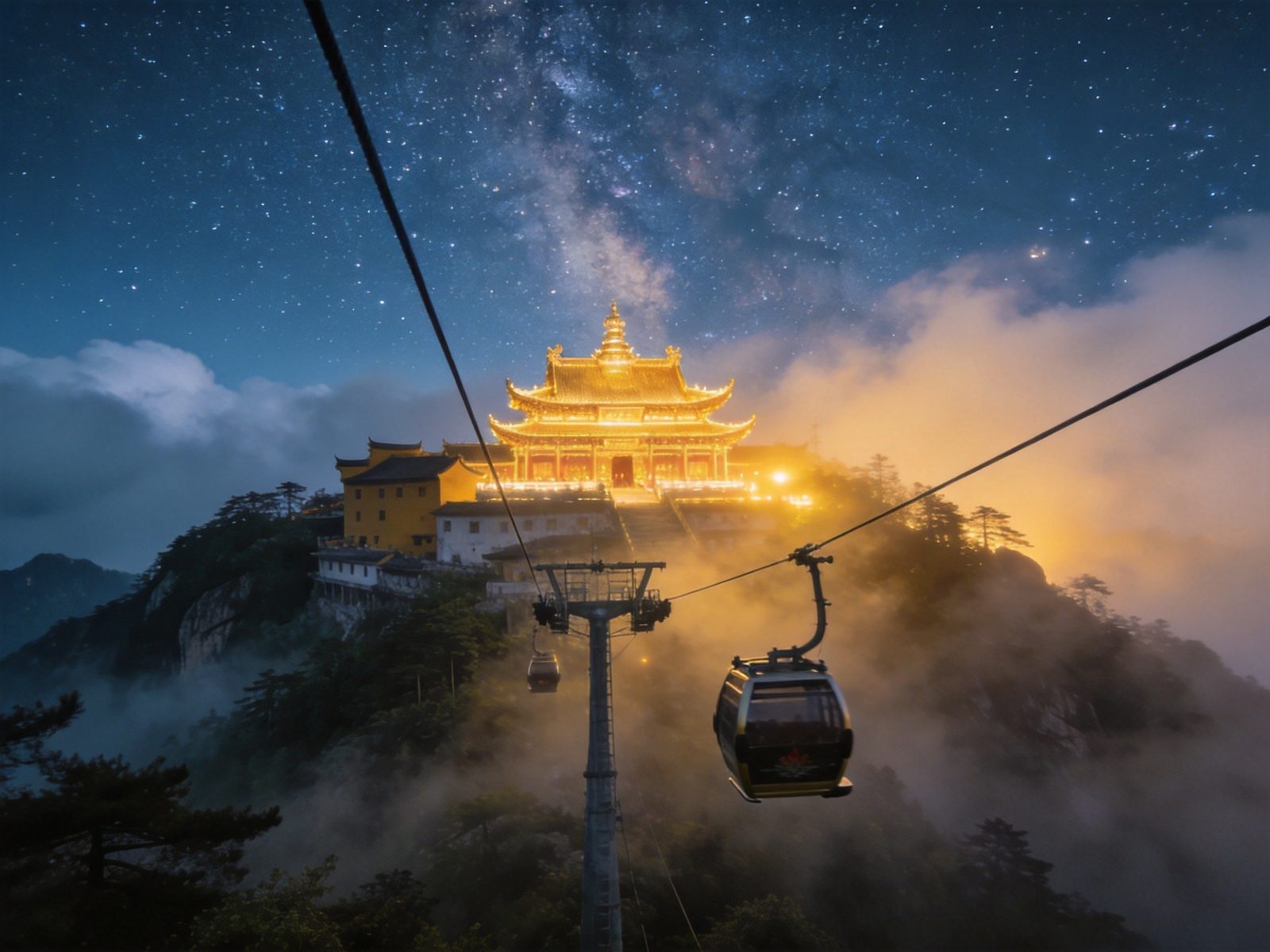 九华山化城寺古刹庭院青灯古佛香烟缭绕，写实摄影旅行图册质感