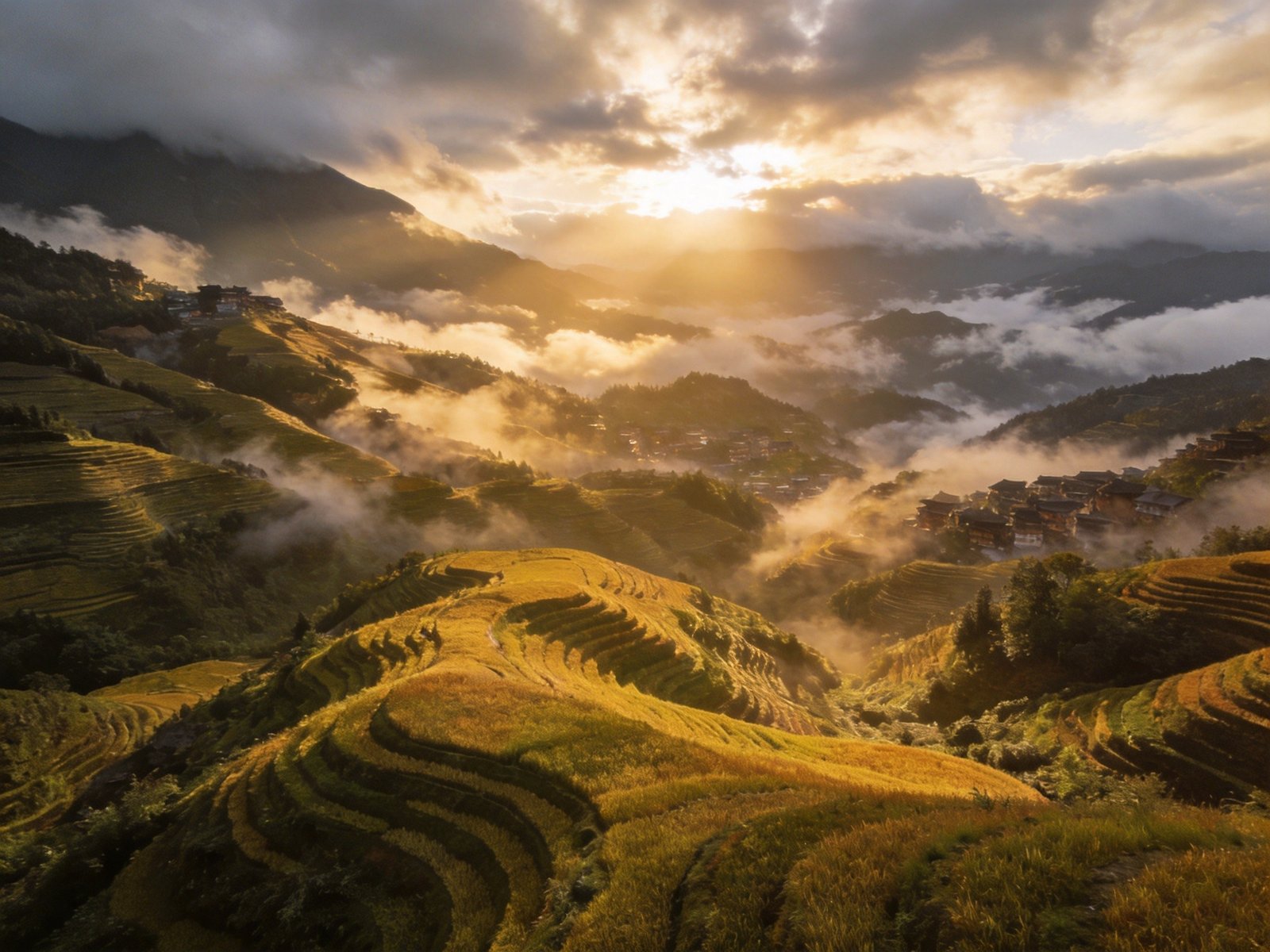 龙脊梯田层层叠叠