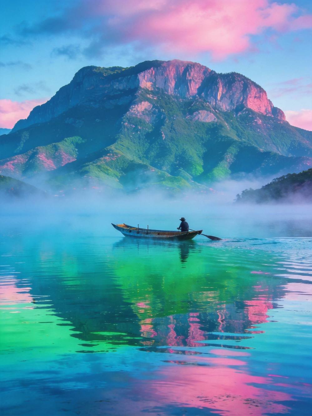 泸沽湖晨雾