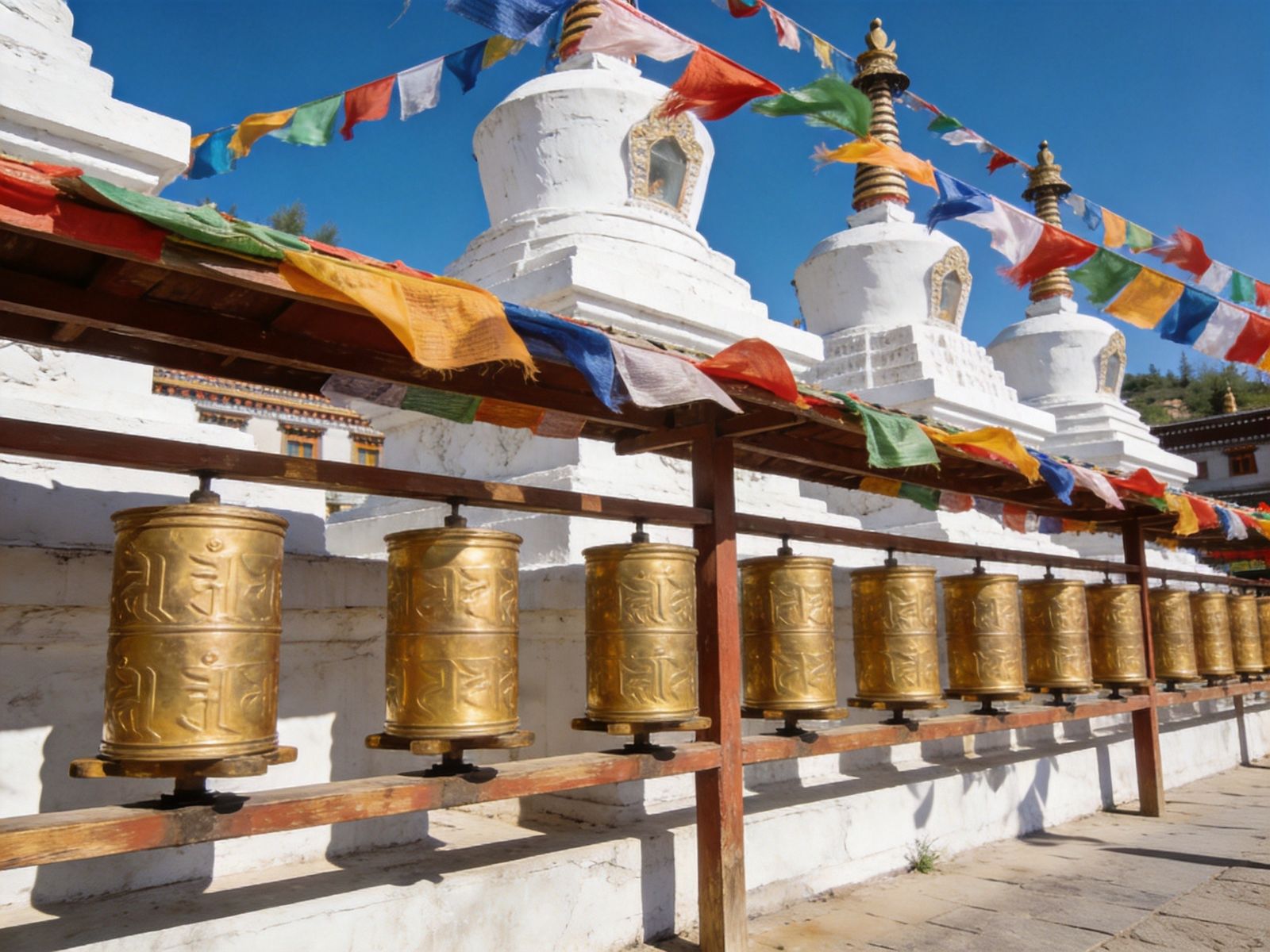 塔尔寺白塔与转经廊经幡