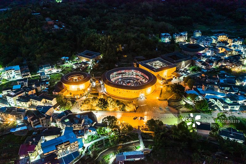 永定土楼群航拍夜景
