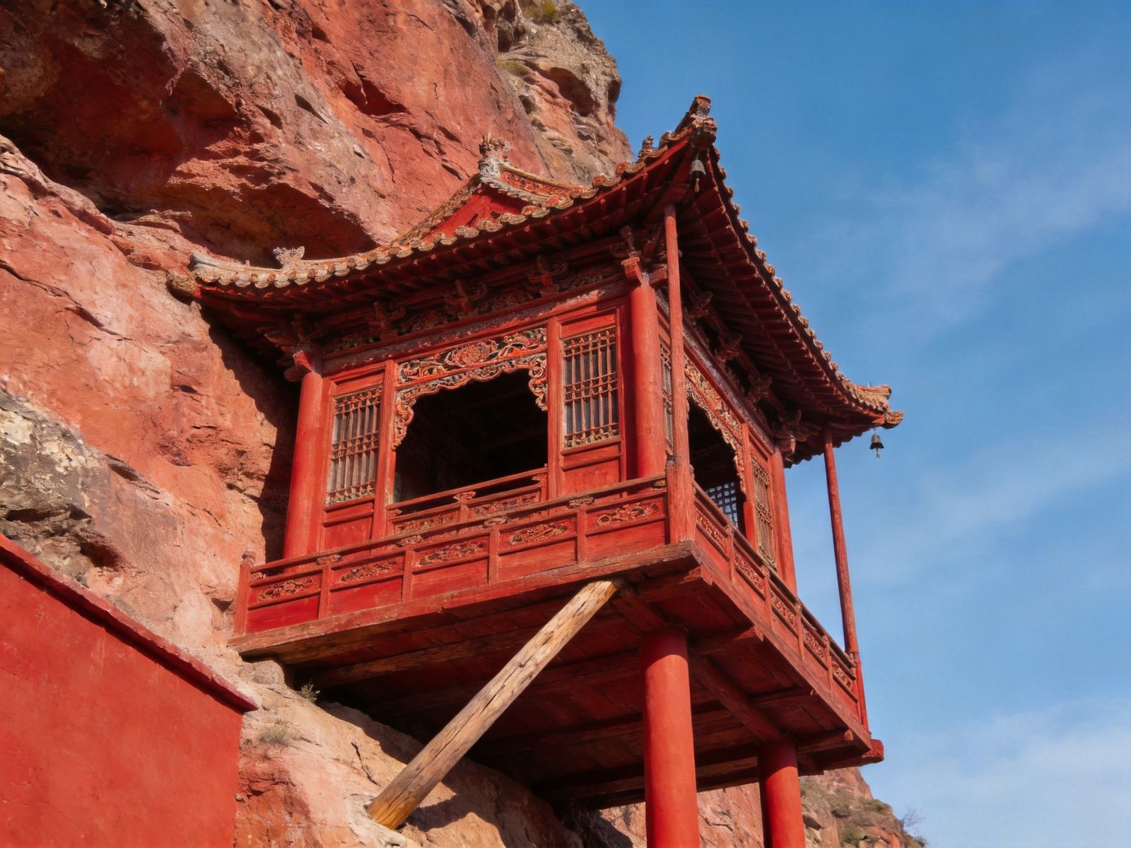 悬空寺木构楼阁与栈道