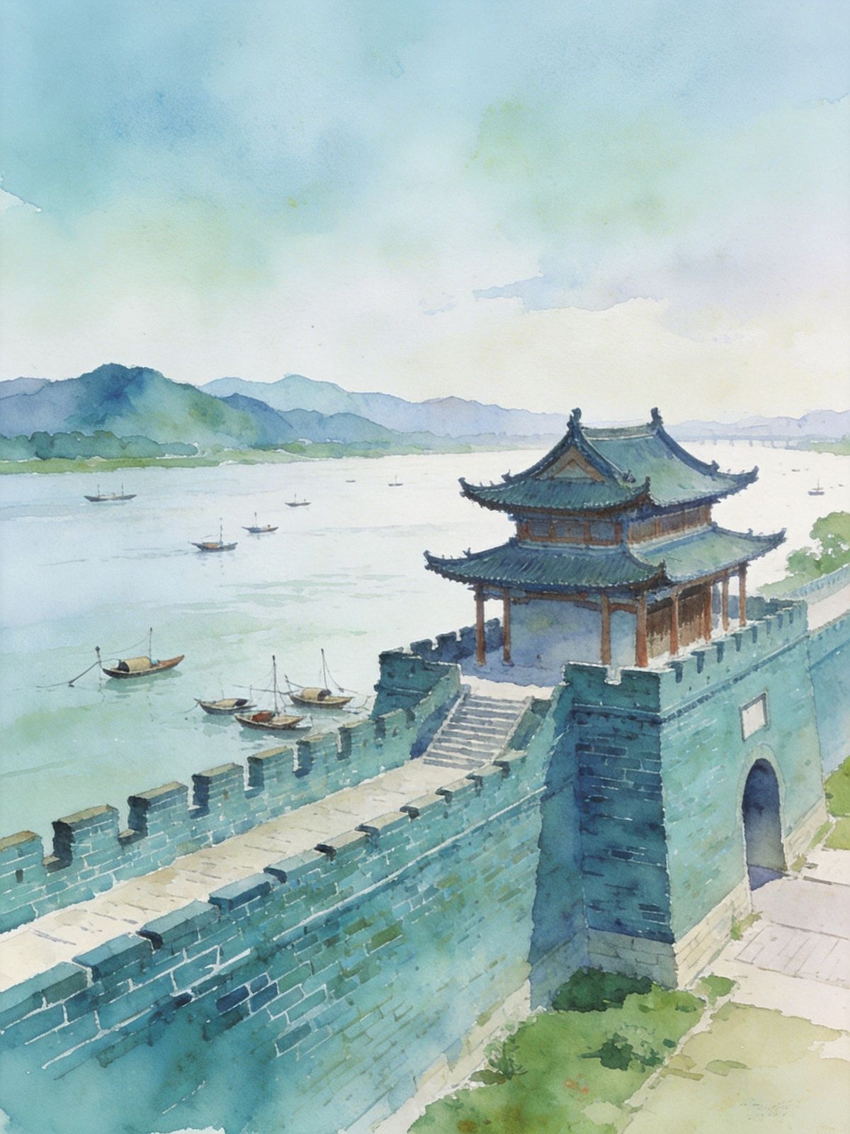 襄阳古城临汉门与汉江