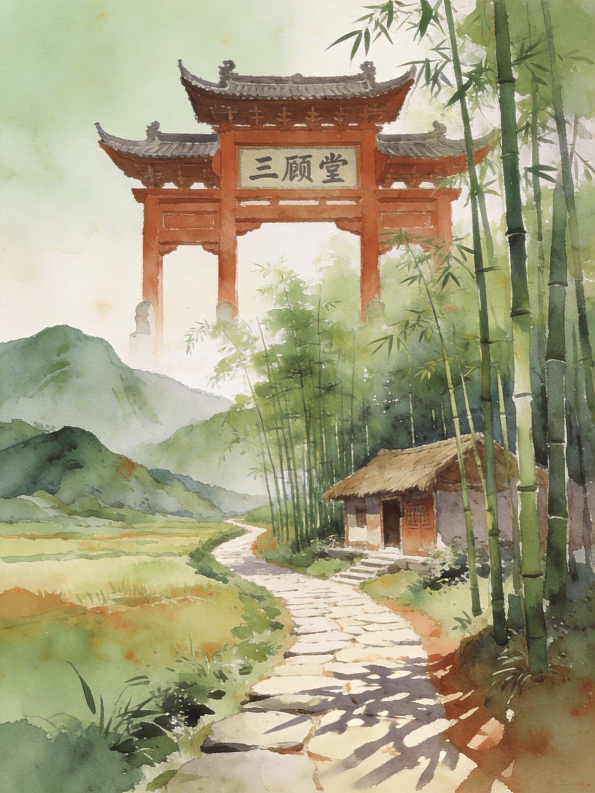 古隆中牌坊竹林