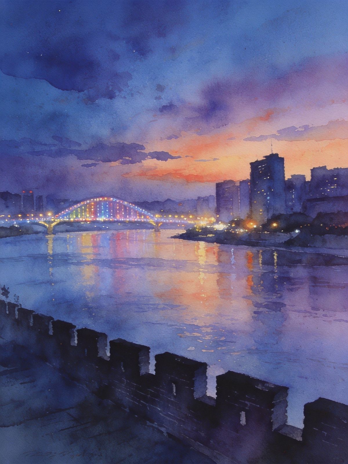 襄阳汉江夜色